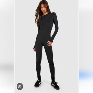 Black Long Sleeve Stretchy Jumpsuit